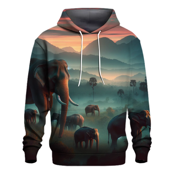 Regal Elephants in Twilight Hoodie