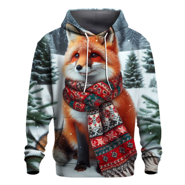 Christmas Fox in Winter Scarf Hoodie