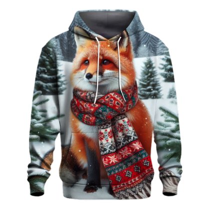 Christmas Fox in Winter Scarf Hoodie