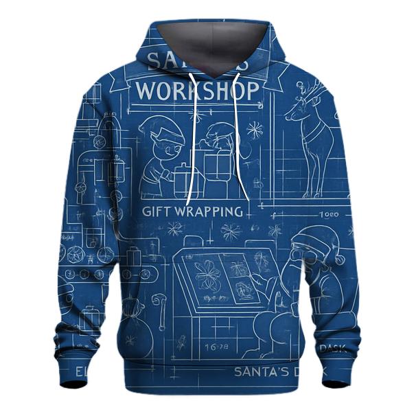 Santa's Secret Workshop Blueprint Hoodie