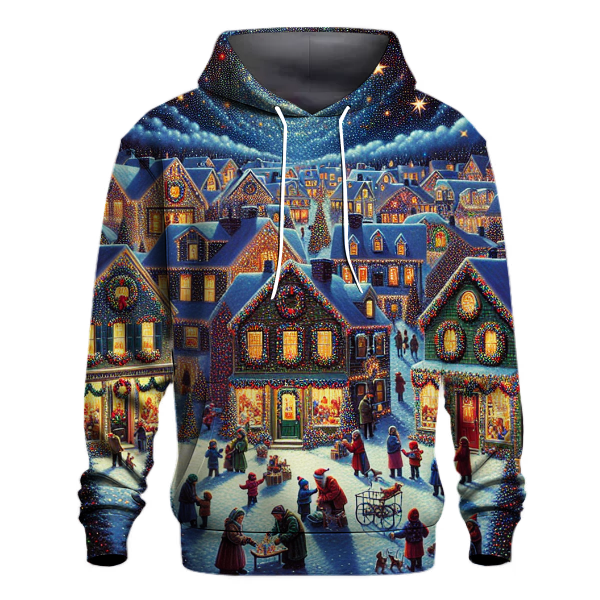 Christmas Lights on a Whimsical Town Hoodie