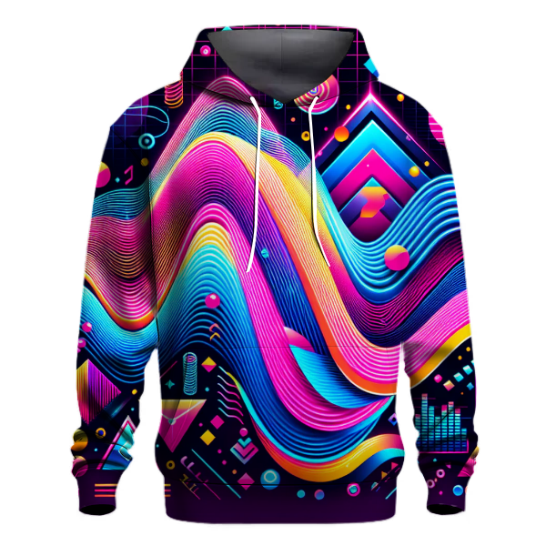 Geometric Neon Waves Hoodie