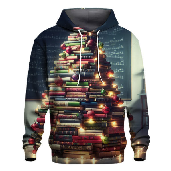 Christmas Tree Made of Books Hoodie