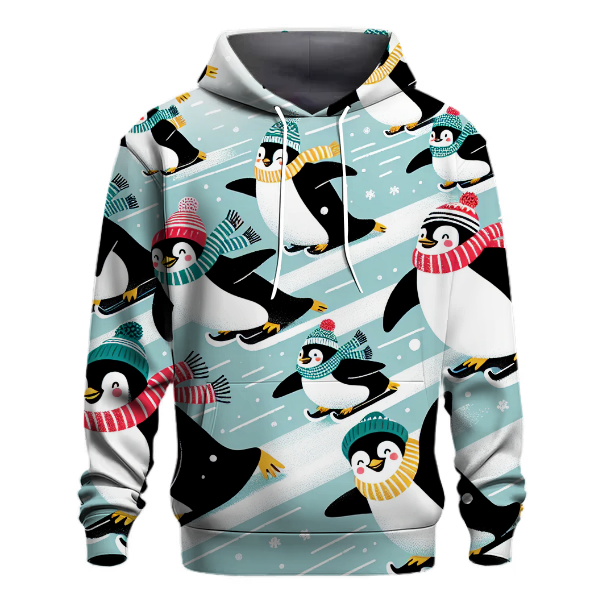 Playful Penguins on Ice Hoodie