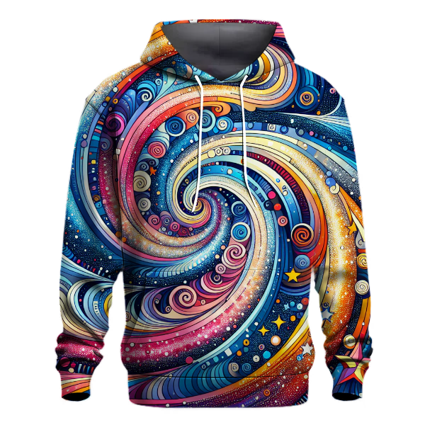 Dynamic Spirals and Stars Hoodie
