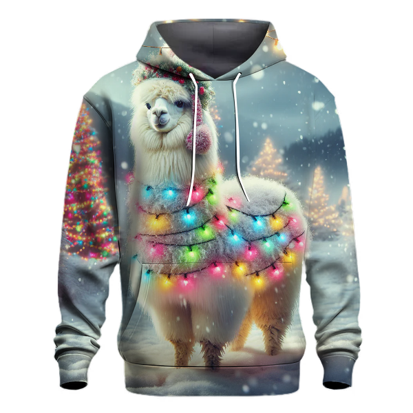Merry Christmas Llama with Holiday Lights Hoodie