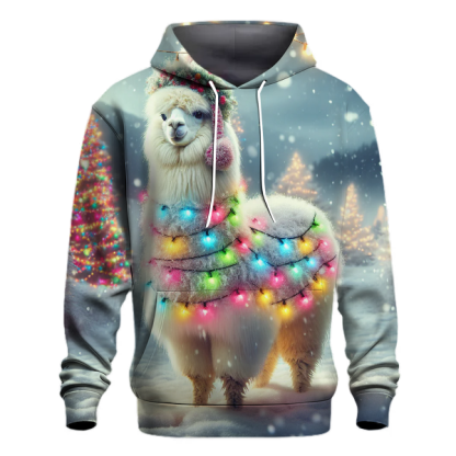 Merry Christmas Llama with Holiday Lights Hoodie