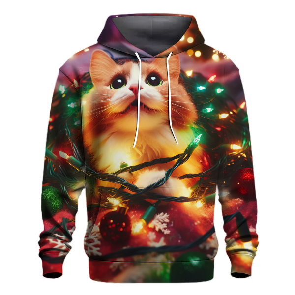 Festive Cat in Christmas Lights Hoodie