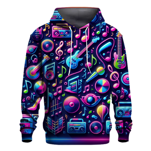 Electric 80s Music Notes Hoodie