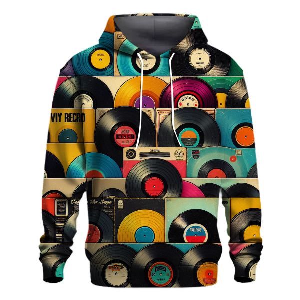 Nostalgic Vinyl Record Collection Hoodie