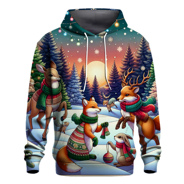 Snowy Woodland Animals Hoodie
