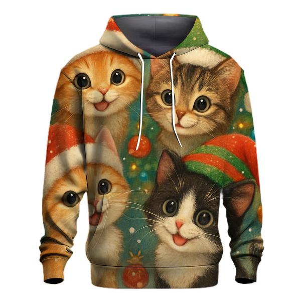 Cute Kittens with Christmas Hats Hoodie