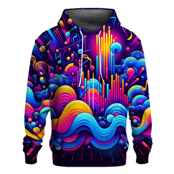 Electric 80s Sound Waves Hoodie
