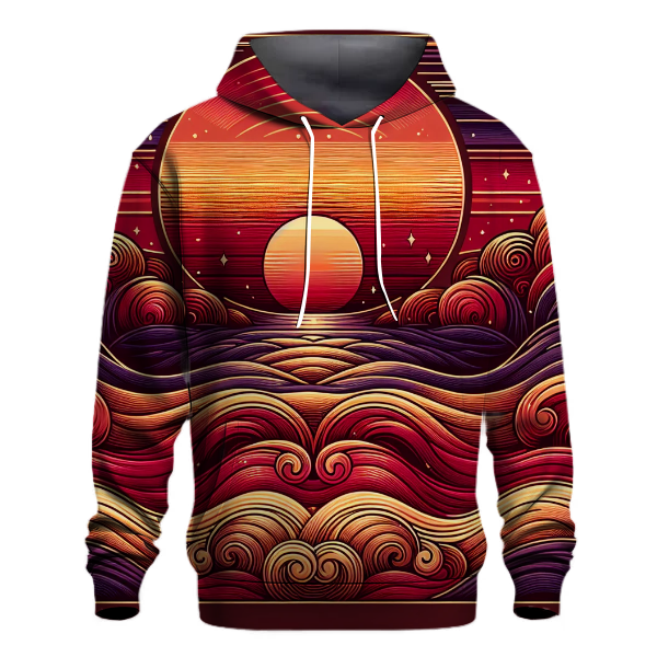 Crimson Ocean Wave Hoodie