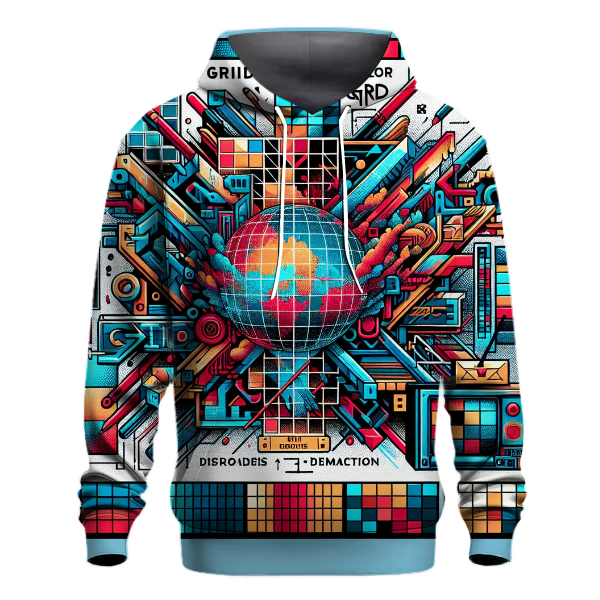 Neon Grids and Graffiti Hoodie