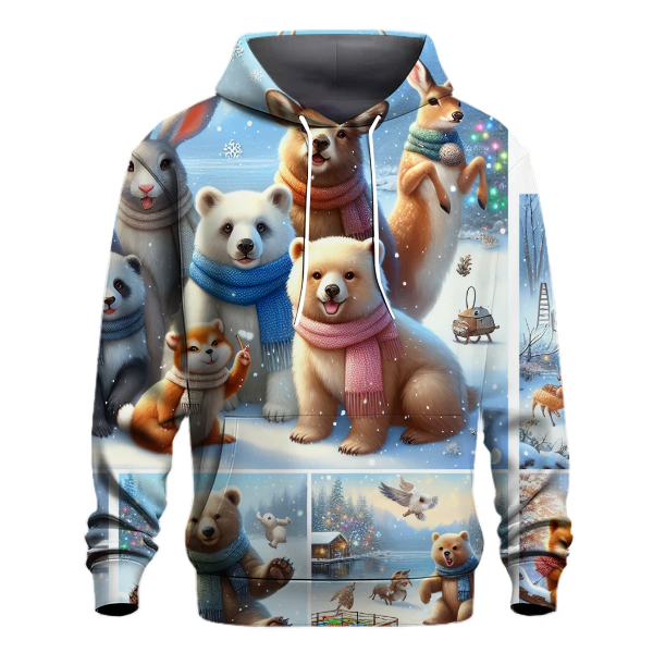 Festive Winter Animals Gathering Hoodie