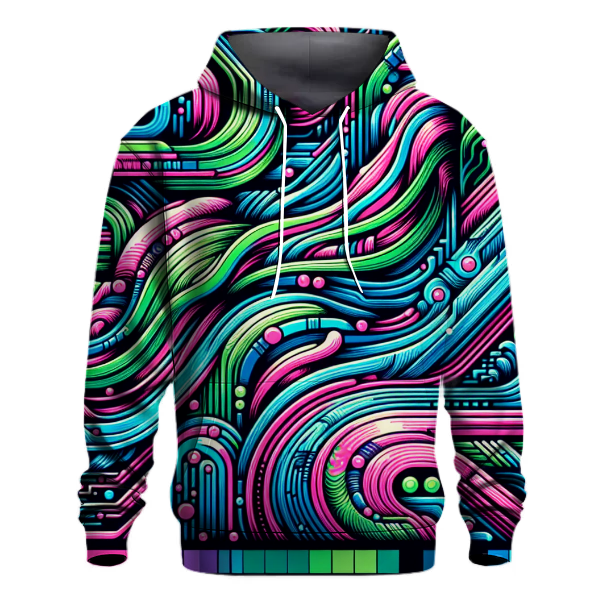 Neon Cyber Waves Hoodie