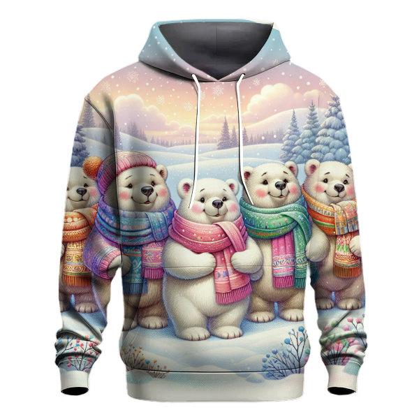 Joyful Christmas Bears in Scarves Hoodie