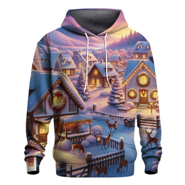 Snowy Village Scene Hoodie