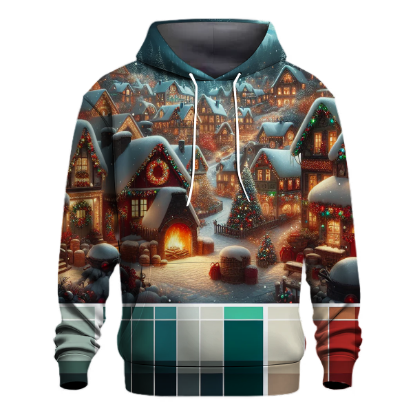 Glistening Christmas Village Scene Hoodie