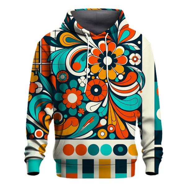 Retro Floral Grid Design Hoodie
