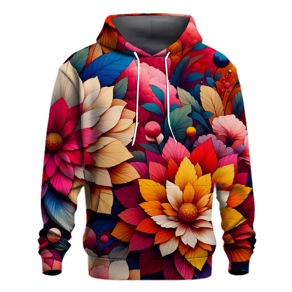 Colorful 70s Floral Blooms Hoodie