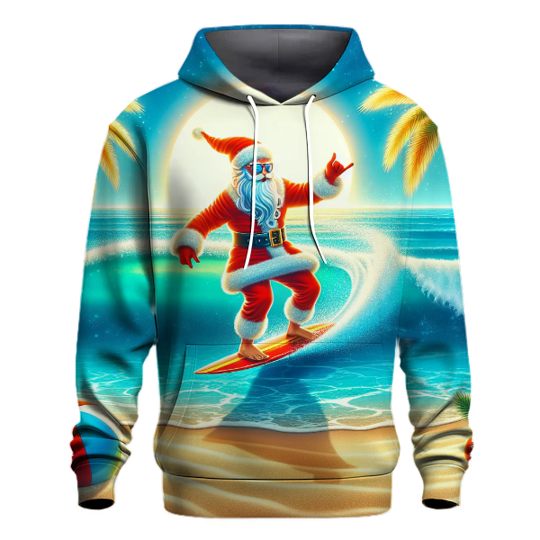 Adventurous Santa on a Surfboard Hoodie