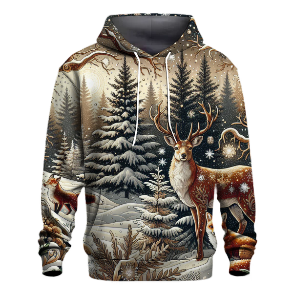 Magical Winter Forest Animals Hoodie