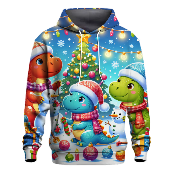 Cheerful Holiday Dinosaurs Hoodie