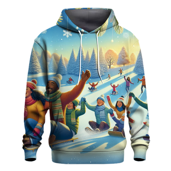 Joyful Holiday Sledding Scene Hoodie