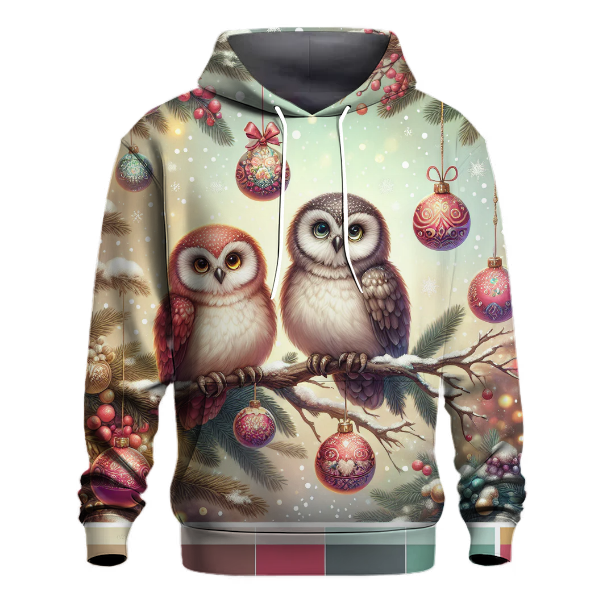 Charming Holiday Owls on Branches Hoodie