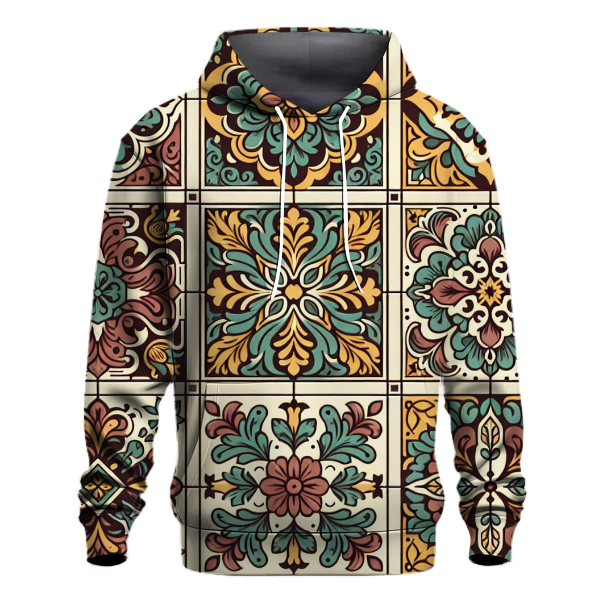 Classic 70s Floral Tiles Hoodie