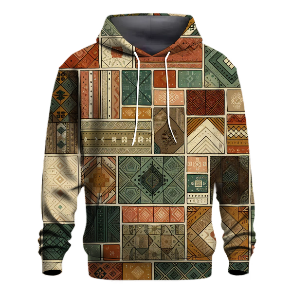 Earthy Mosaic Patchwork Hoodie