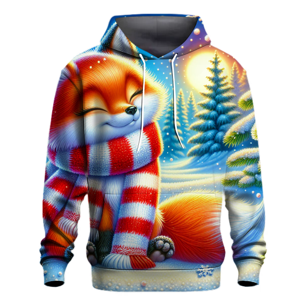 Whimsical Christmas Fox in Snow Hoodie