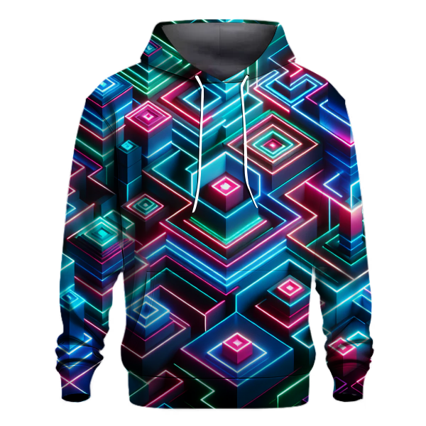 Geometric Neon Maze Hoodie
