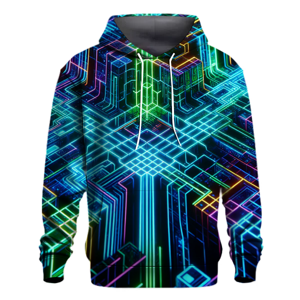 Glowing Cyber Grids Hoodie