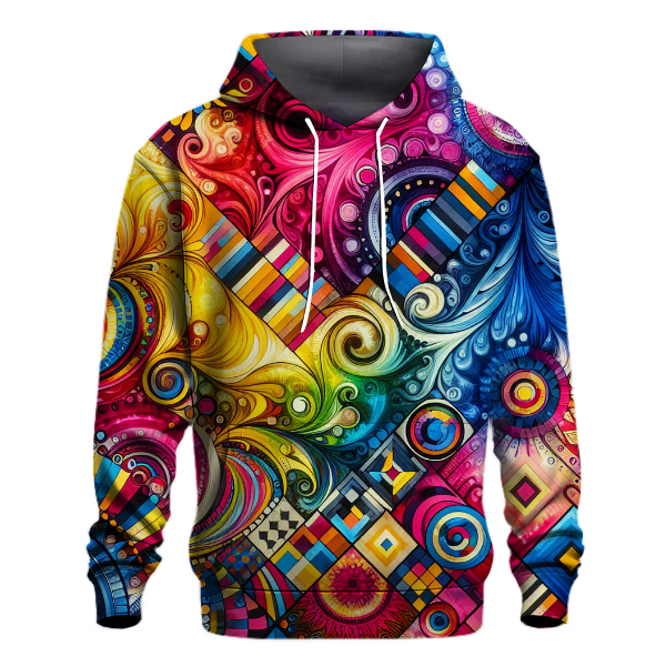 Funky Geometric Tie-Dye Design Hoodie