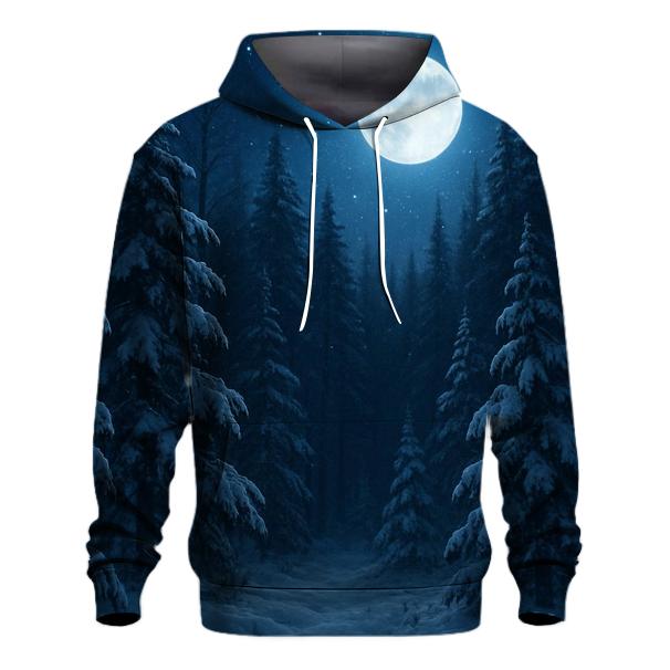 Midnight Snowfall Fantasy Forest Hoodie