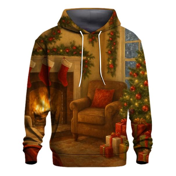 Festive Fireplace Gathering Design Hoodie