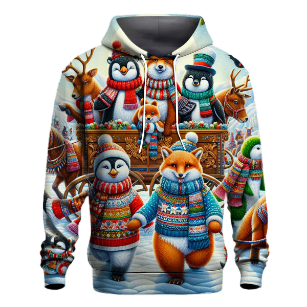 Cute Winter Animal Parade Hoodie