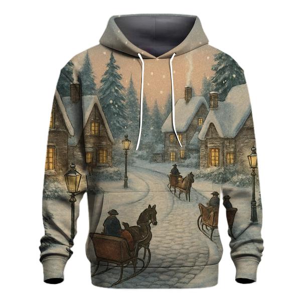 Vintage Christmas Village Scene Hoodie