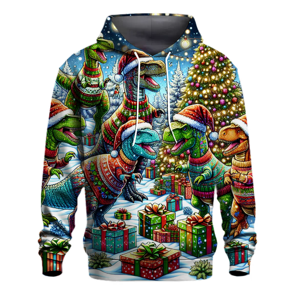 Festive Christmas Dinosaurs Hoodie