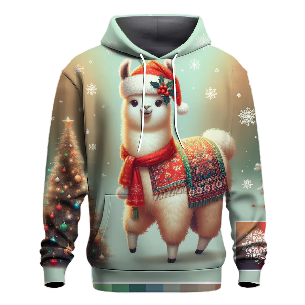 Cute Christmas Llama in Sweater Hoodie