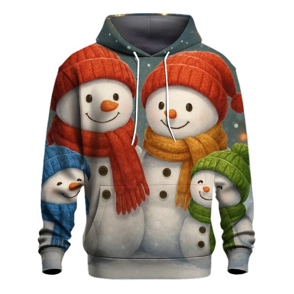 Snowman Family with Scarves Hoodie