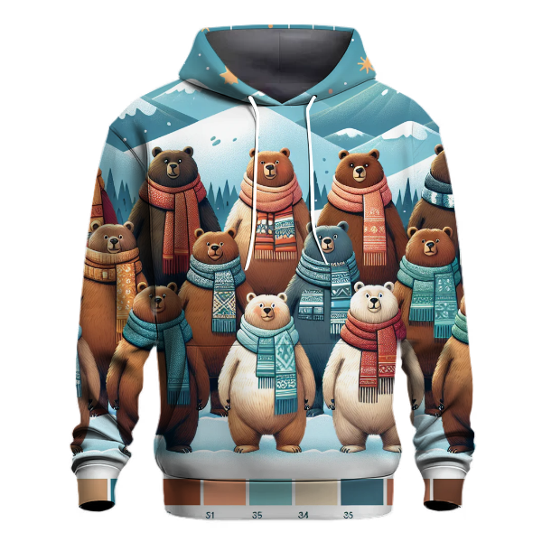Cuddly Christmas Bears in Scarves Hoodie