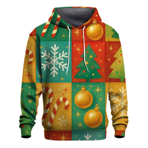 Joyful Christmas Wrapping Paper Collage Hoodie