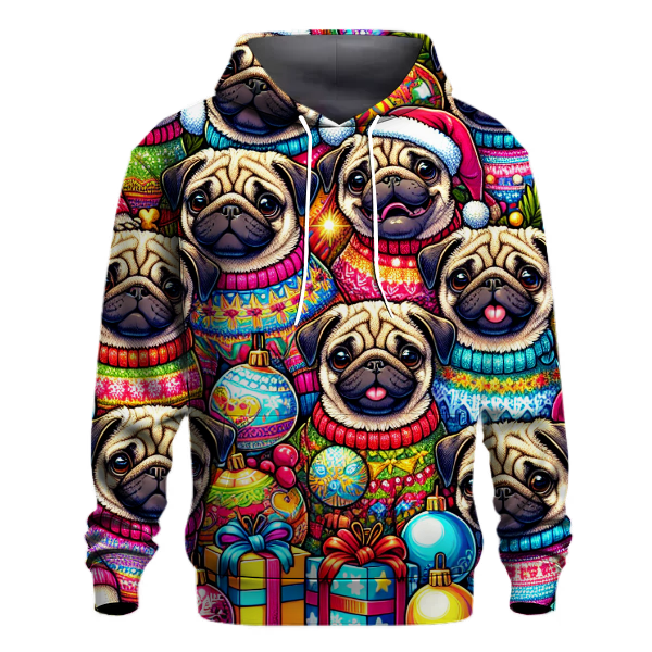 Cheery Holiday Pugs Hoodie