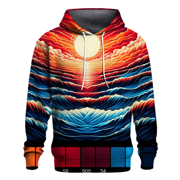 Crimson Horizon Waves Hoodie