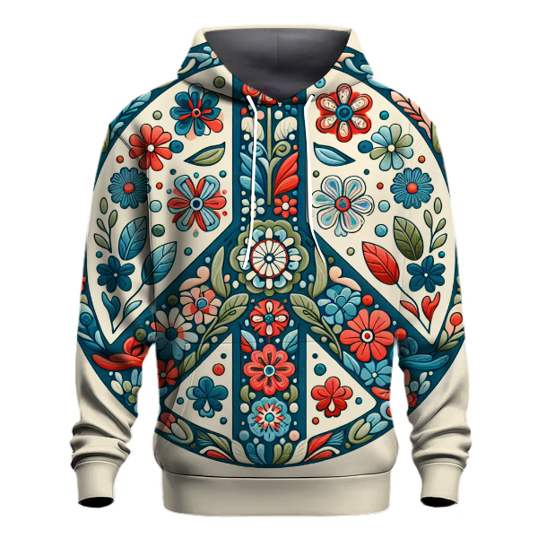 Chic Floral Peace Sign Hoodie