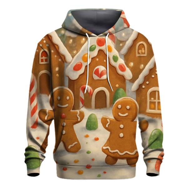 Joyful Gingerbread Village Scene Hoodie